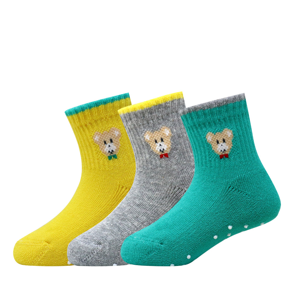 3 Pk Mustang Kids Cartoon Bear Cotton Socks
