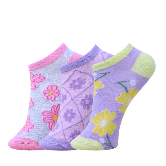 3 Pk Kids Floral Design Cotton Socks