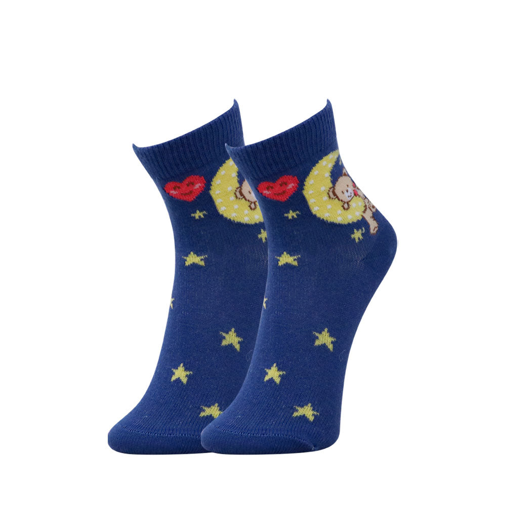 3pk Kids Jungle & Moon Animal Socks