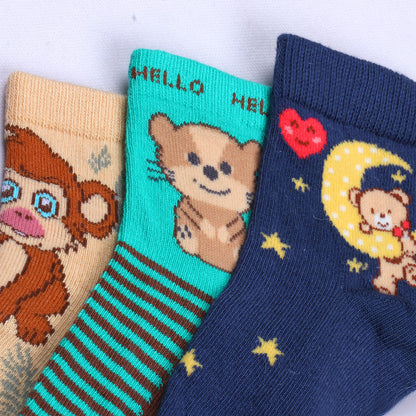 3pk Kids Jungle & Moon Animal Socks