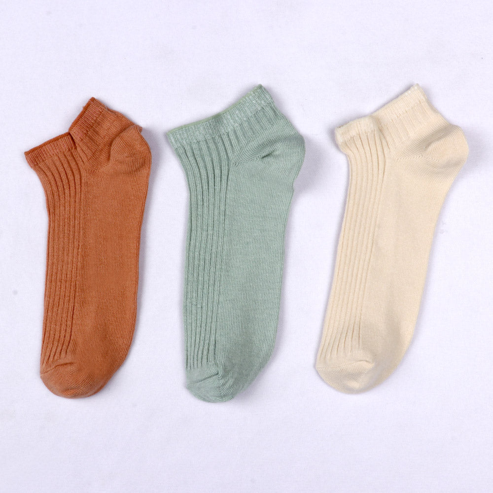 3 Pk Mustang Girls' Premium Cotton Ribbed No Show Socks