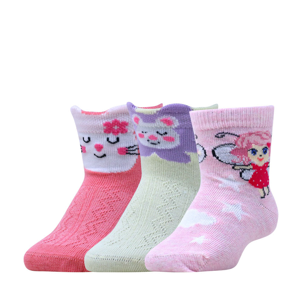 3pk Kids' Cartoon Design Socks