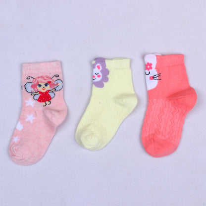 3pk Kids' Cartoon Design Socks