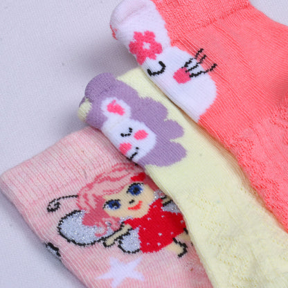 3pk Kids' Cartoon Design Socks