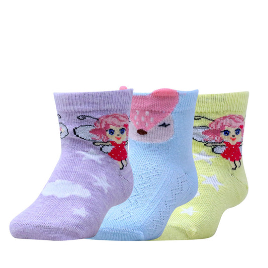 3pk Kids' Cartoon Design Socks