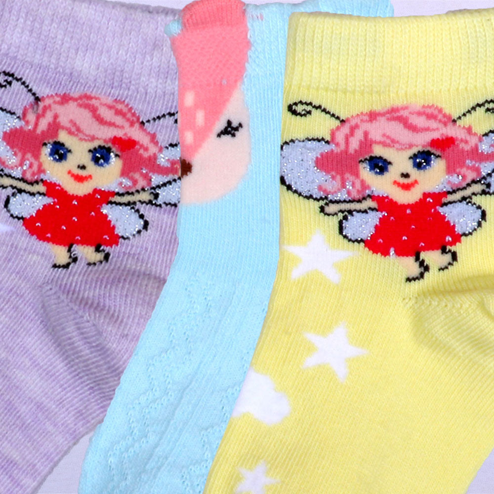 3pk Kids' Cartoon Design Socks