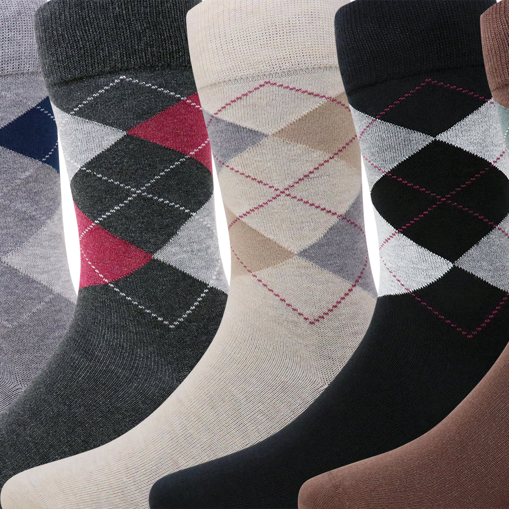 5 Pk Men's Classic Argyle Men’s Crew Socks