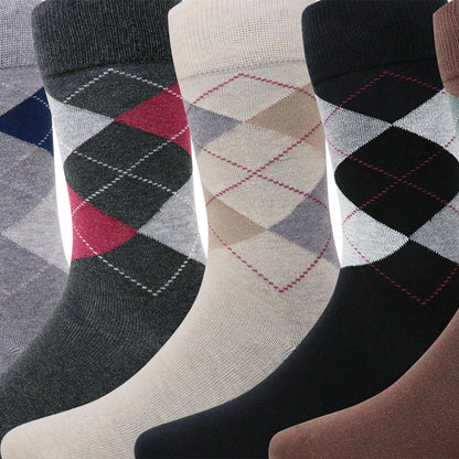 5 Pk Men's Classic Argyle Men’s Crew Socks