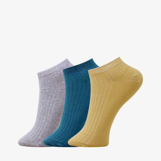 3 Pk Mustang Girls' Premium Cotton Ribbed No Show Socks