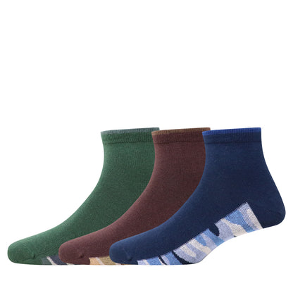 3 Pk Men's Solid Crew-Length Socks With Contrast Sole