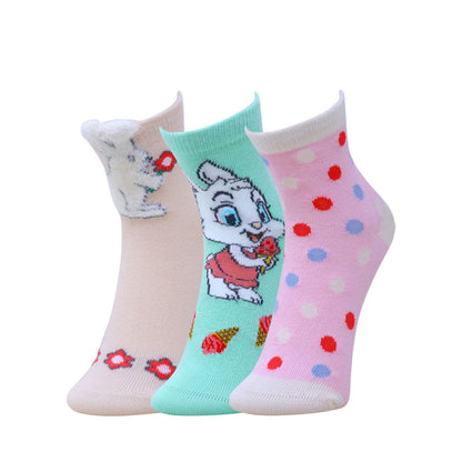 3pk Kids’ Bunny & Polka Dots Design Socks