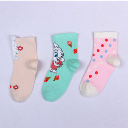 3pk Kids’ Bunny & Polka Dots Design Socks