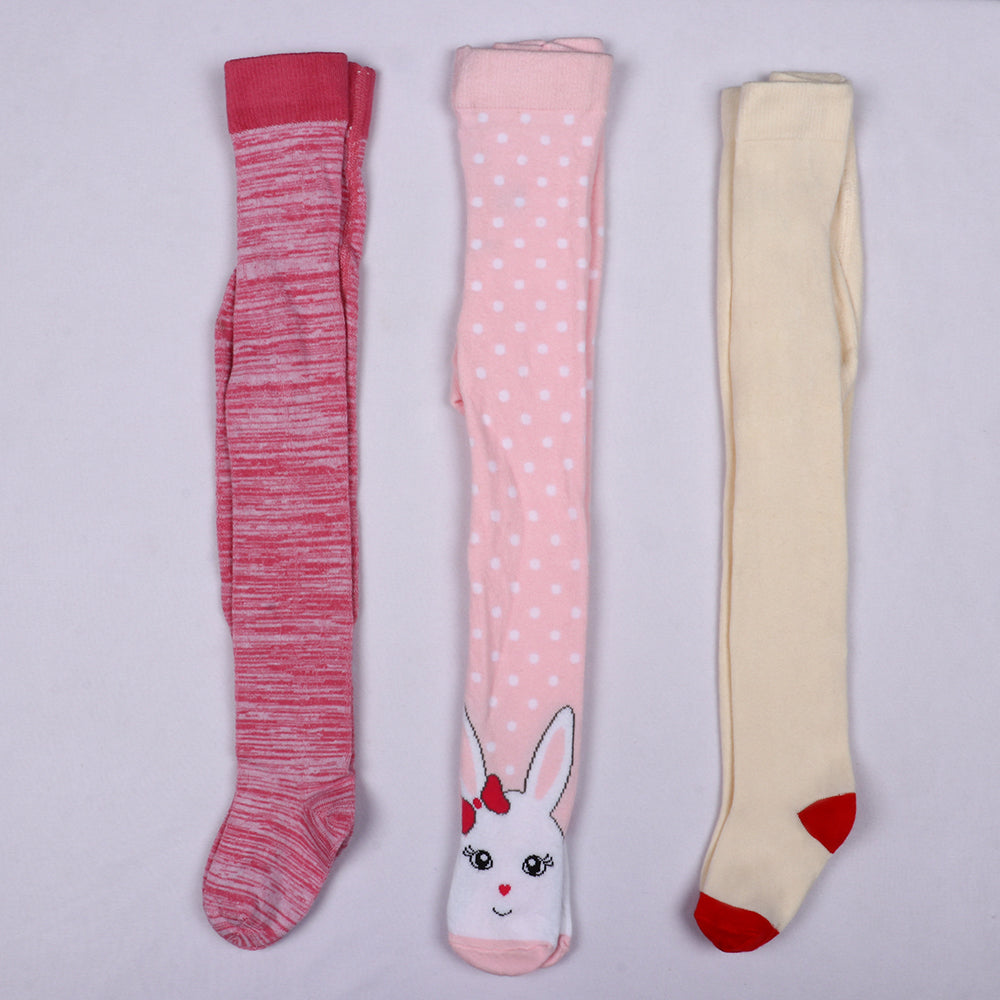 3 Pk Girls' Soft Cotton Pantyhose Tights- Breathable Full-Length Stockings