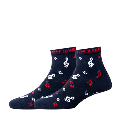 3 Pk Mustang Pepe Jeans Men’s Music Printed Ankle Socks