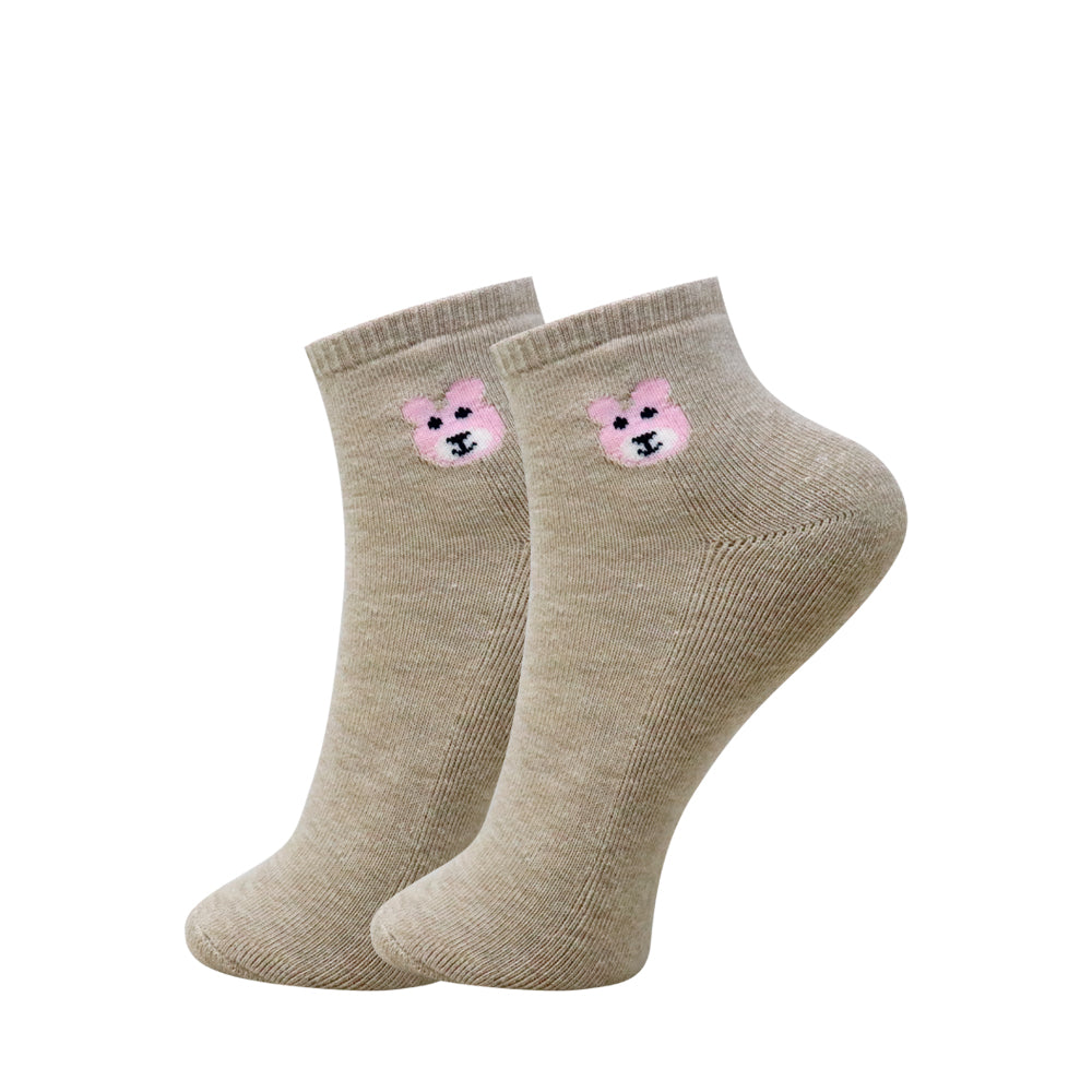 3 Pk Kids Cute Bear Design Cotton Rich Ankle Socks