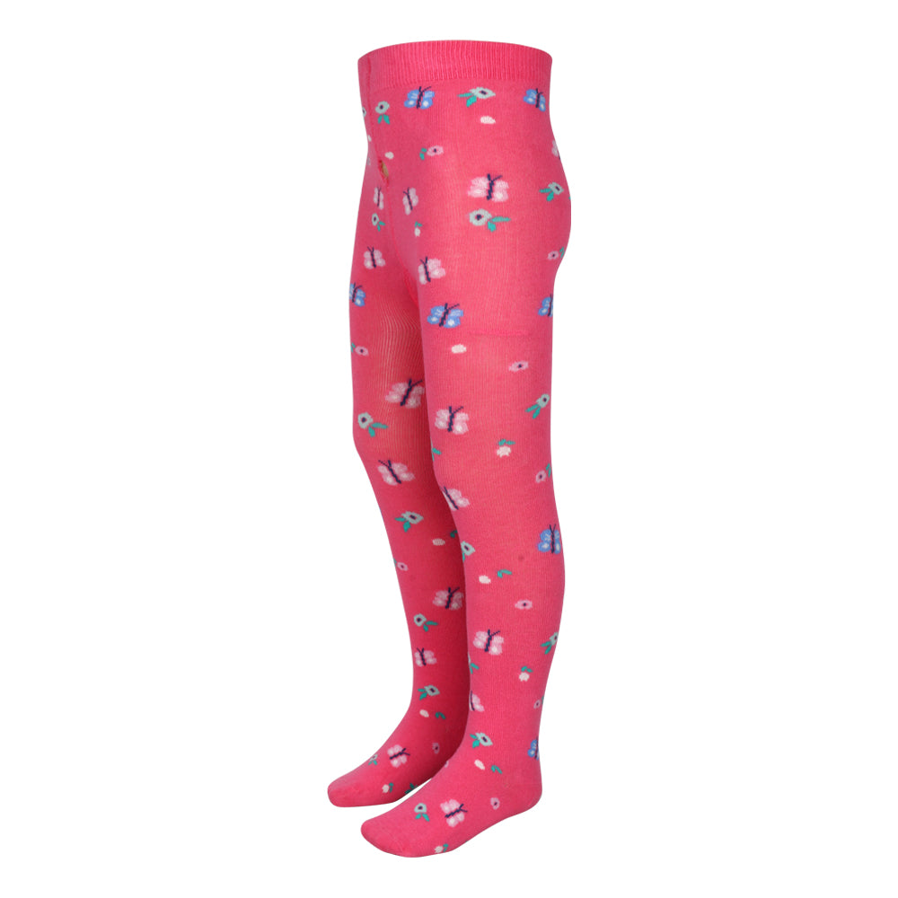 3 Pk Girls' Soft Cotton Printed & Ribbed Tights Combo Pack