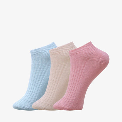 3 Pk Mustang Girls' Premium Cotton Ribbed No Show Socks