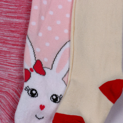 3 Pk Girls' Soft Cotton Pantyhose Tights- Breathable Full-Length Stockings
