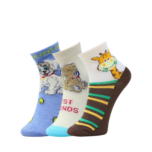 3 Pk Mustang Kids Cute Animal Design Socks