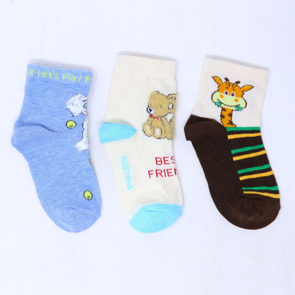 3 Pk Mustang Kids Cute Animal Design Socks