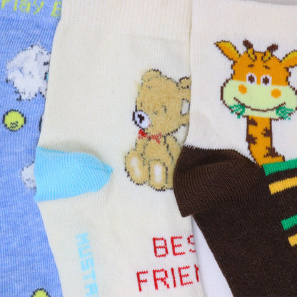 3 Pk Mustang Kids Cute Animal Design Socks