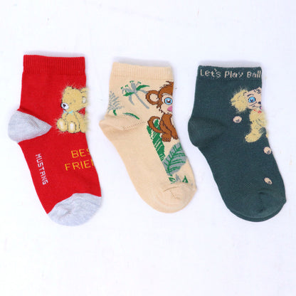 3 Pk Mustang Kids' Adorable Animal Print Socks