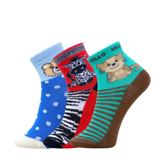 3 Pk Mustang Kids Cute Animal Design Socks