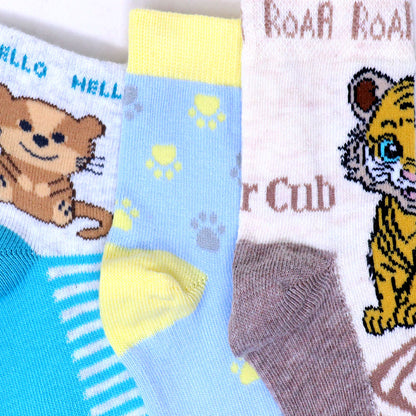 3 Pk Mustang Kids Cute Animal Design Socks