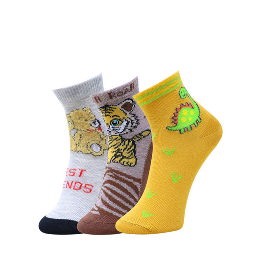 3Pk Mustang Kids’ Teddy Bear, Dinosaur & Cub Socks