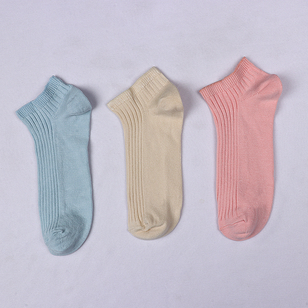 3 Pk Mustang Girls' Premium Cotton Ribbed No Show Socks