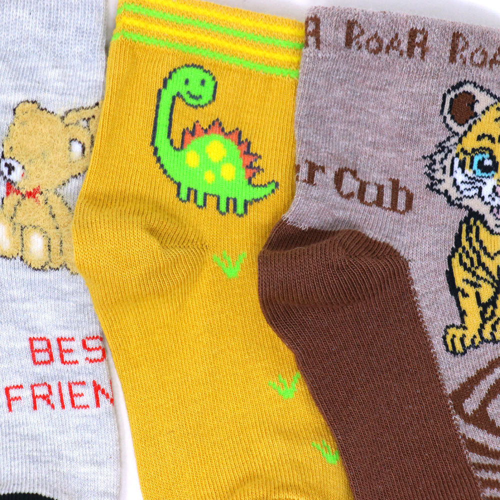 3Pk Mustang Kids’ Teddy Bear, Dinosaur & Cub Socks