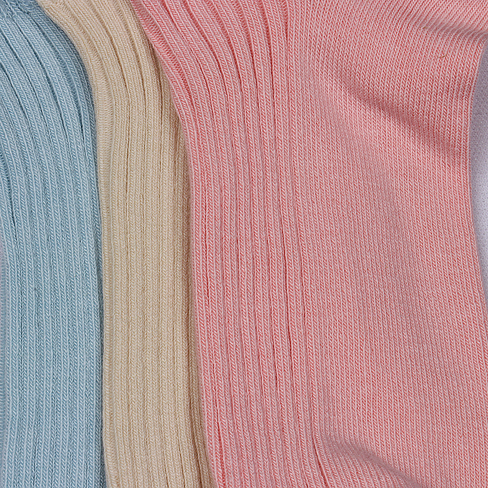 3 Pk Mustang Girls' Premium Cotton Ribbed No Show Socks
