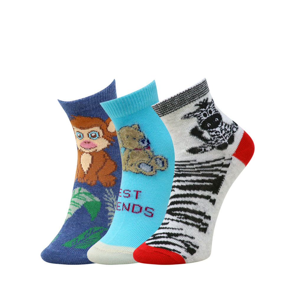 3Pk Mustang Kids Cute Animal Socks