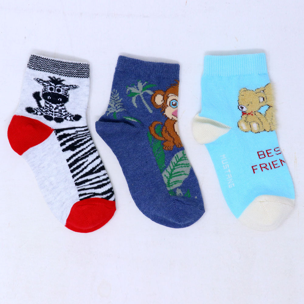 3Pk Mustang Kids Cute Animal Socks