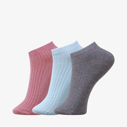 3 Pk Mustang Girls' Premium Cotton Ribbed No Show Socks