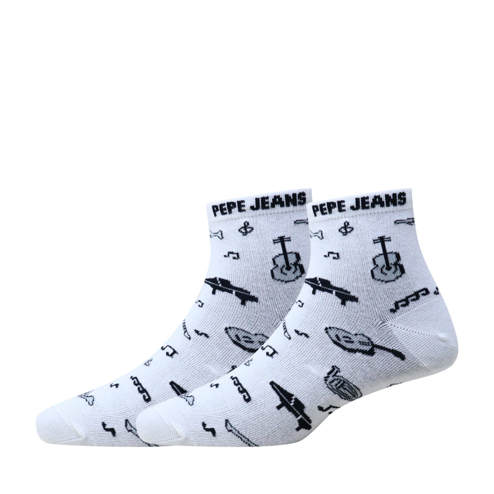 3 Pk Mustang Pepe Jeans Men’s Music Printed Ankle Socks