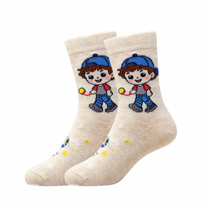 3 Pk Kids’ Cartoon Character Crew-Length Socks – Fun Printed Socks With Star