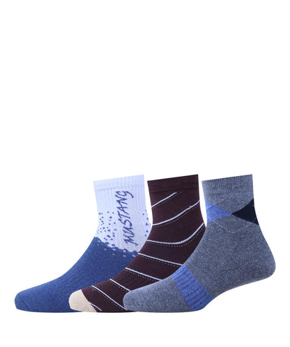 3pk Cotton Rich Design Terry Combo Socks.