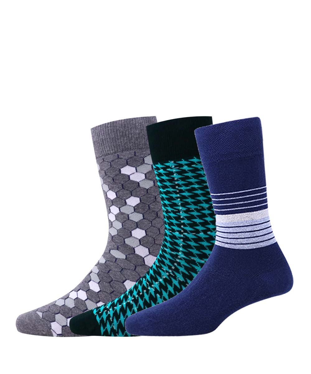 3pk Cotton Rich Design Combo Socks