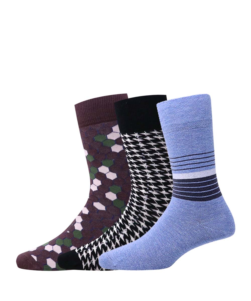 3pk Cotton Rich Design Combo Socks