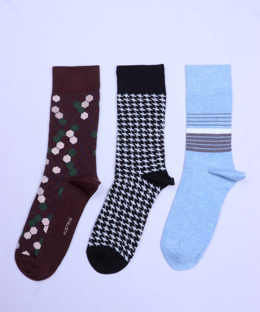 3pk Cotton Rich Design Combo Socks