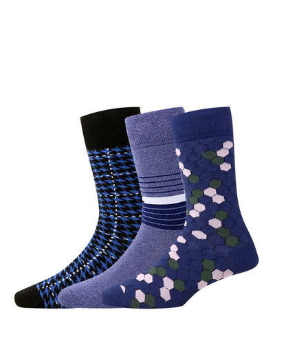 3pk Cotton Rich Design Combo Socks