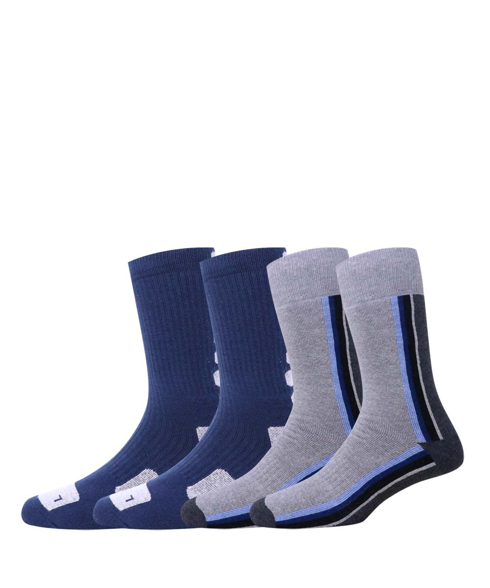 2pk Cotton Rich Design Terry Combo Socks.